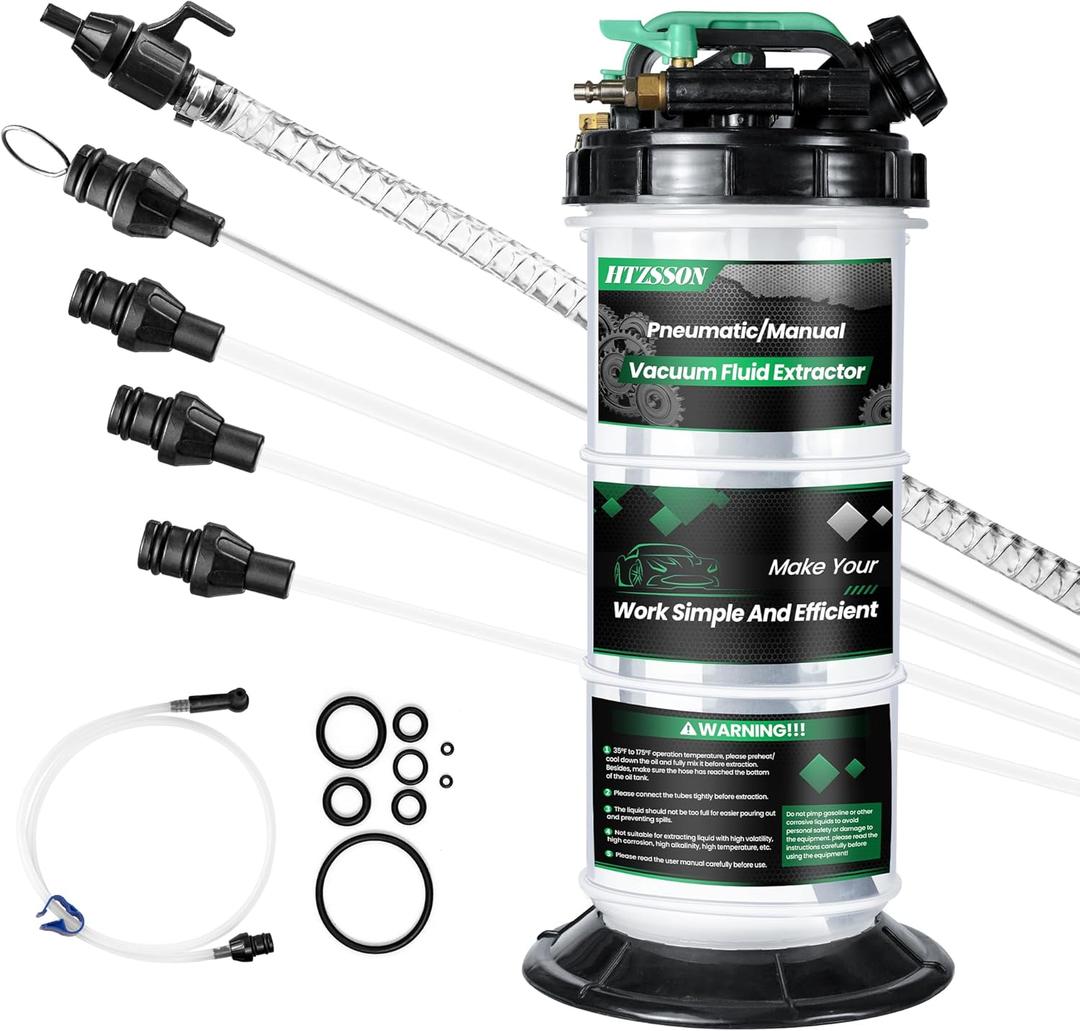 5.3 L Manual Pneumatic Fluid Extractor, Oil Change Vacuum Pump Extractor with 5 Tubes and A Brake Bleeding Hose for Automotive, Boats