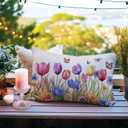 AOFANGGO Spring Pillow Cover 12x20 Inch Tulips Throw Pillow Cover Seasonal Floral Pillowcase Flowers Decorations for Living Room Outdoor Farmhouse Cushion Case
