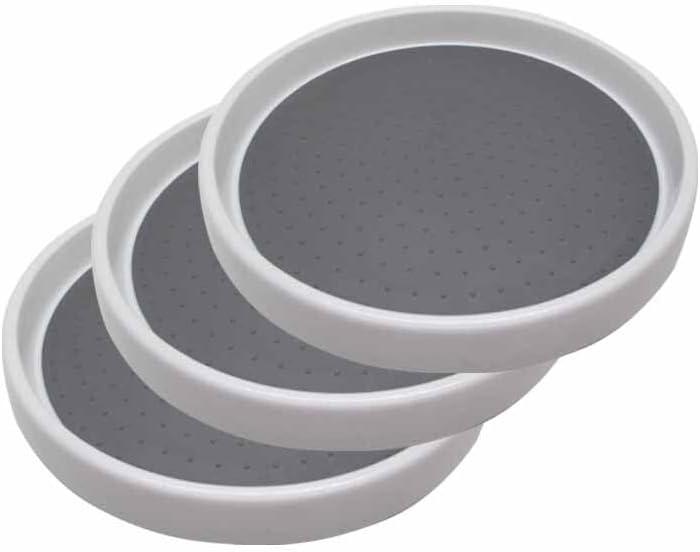 3 Pack Lazy Susan Organizer Turntable (10 inches) - Rotating Spice Rack for Kitchen Cabinet Pantry Fridge Bathroom Vanity Countertop & Under Sink Organization - Non-Skid
