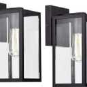 2 x MICSIU 2 Pack Outdoor Light Fixture, 11 Inch Modern Farmhouse Exterior Wall Sconce with Clear Glass, Textured Black Outside Porch Lights for House Garage Patio, E26 Base, ETL Listed