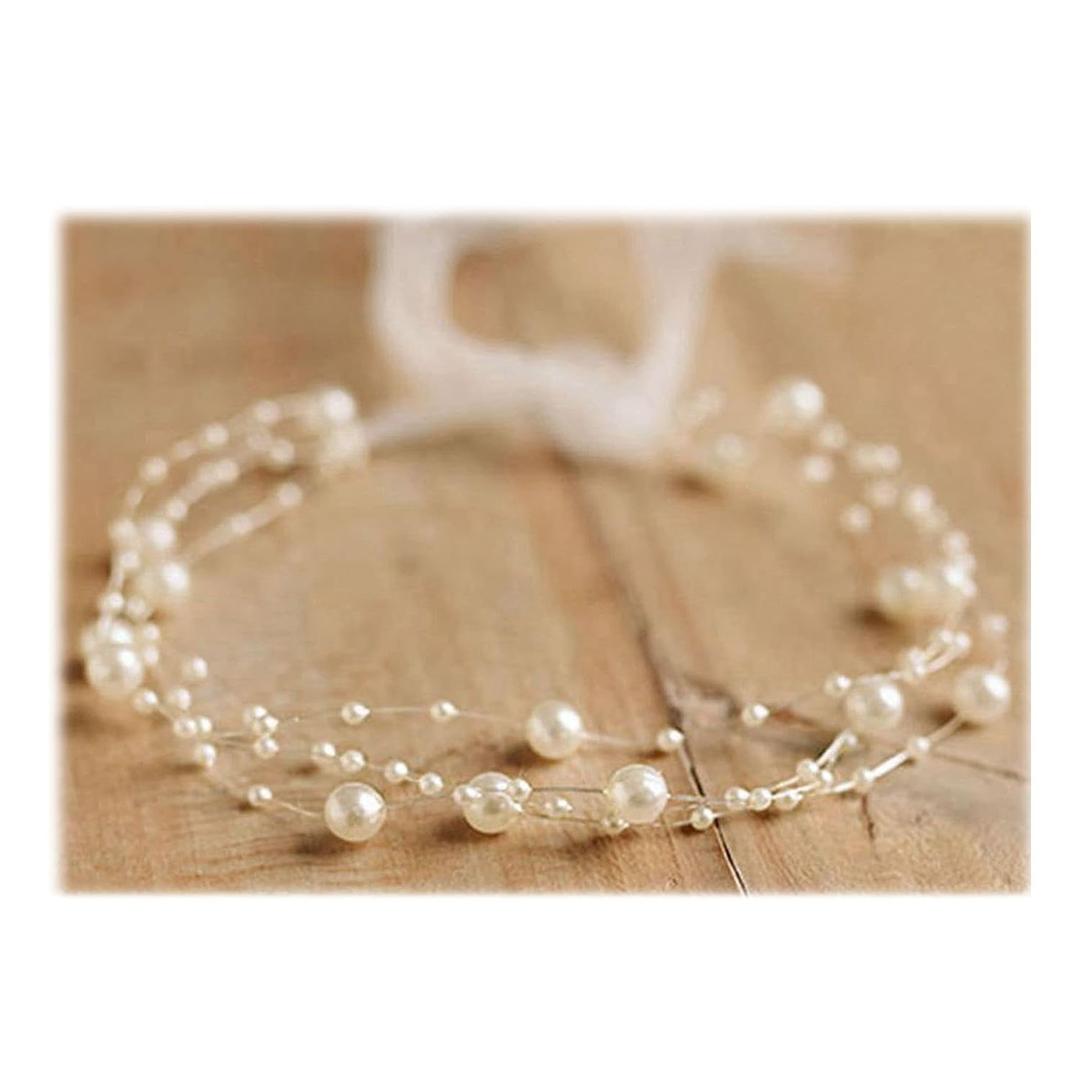 Newborn Photography Props Baby Photoshoots Pearl Headbands Girl Photo Posing Tieback (H Ivory)
