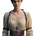 L'VOW Renaissance Leather Corset Belt Viking Leather Cinch Belt Women Halloween Medieval Accessory (Fit Waist 37.0-40.9in, Brown)