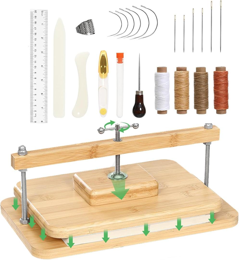 JFNoraiva Book Binding Kits, Bamboo Wood Book Press Suitable for Thin Books, 11 * 7.9 in Bookbinding Press for DIY Bookbinding, Books Repair, Handmade Crafts