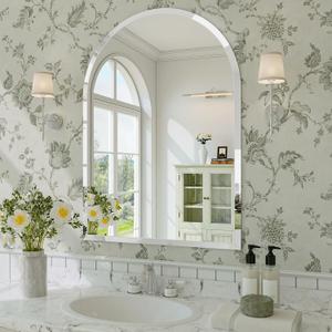 Frameless Arched Mirror, 22"x30" Frameless Bathroom Vanity Arched Mirrors with Beveled Edge, Decorative Arch Wall Mirrors for Bedroom, Entryway, Living Room