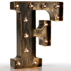 Vintage Light Up Marquee Letters with Lights – Illuminated Industrial Style Lighted Alphabet Letter Signs - Coffee Bar Apartment Bedroom Wall Home Initials Decor - F