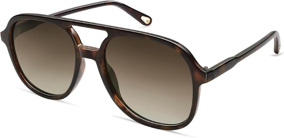 SOJOS Retro Polarized Aviator Sunglasses Womens Mens Classic 70s Vintage Trendy Square Aviators SJ2174 (Dark Tortoise/Brown)
