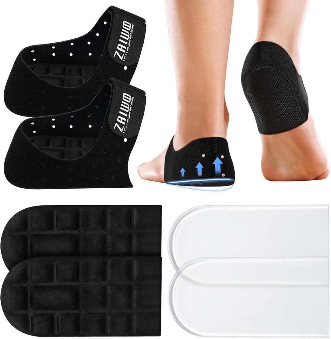 ZAIWOO Adjustable Heel Cups for Heel Pain Relief, Heel Spur Relief Products, Provide Supportive and Cushioning Gel Heel Pads Cushion for Plantar Fasciitis Relief Achilles Tendonitis