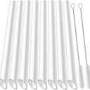 ALINK Reusable Clear Boba Straws, 13 mm x 10.5 in, Jumbo Hard Plastic Smoothie Straws for Bubble Tea, Popping Pearls, Pack of 8 with 2 Cleaning Brush