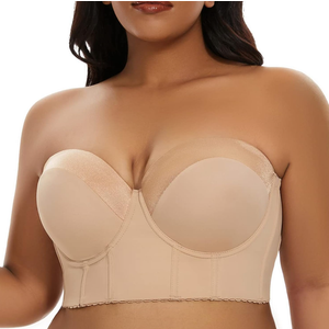 SEA BBOT Women Longline Strapless Bra Full Coverage Corset Bra Hide Back Fat, Size 34C