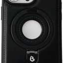 Leather Material with Metal Magnetic Folding Stand,Luxury Leather Invisible Stand Phone Case Cover for iPhone 12-15 (iPhone16 Pro Max,Black)