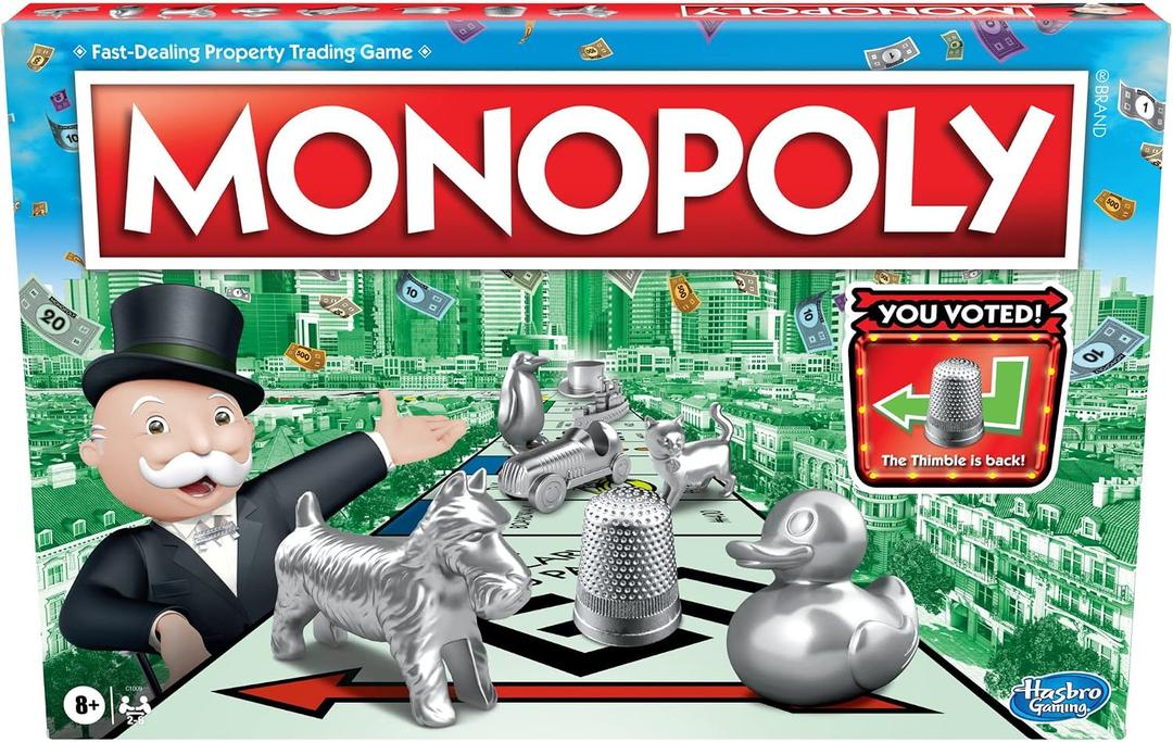 Monopoly Game, Family Board Games for 2 to 6 Players & Kids Ages 8 and Up, Includes 8 Tokens (Token Vote Edition), 10.51 Inches X 15.75 Inches X 0.1 Inches