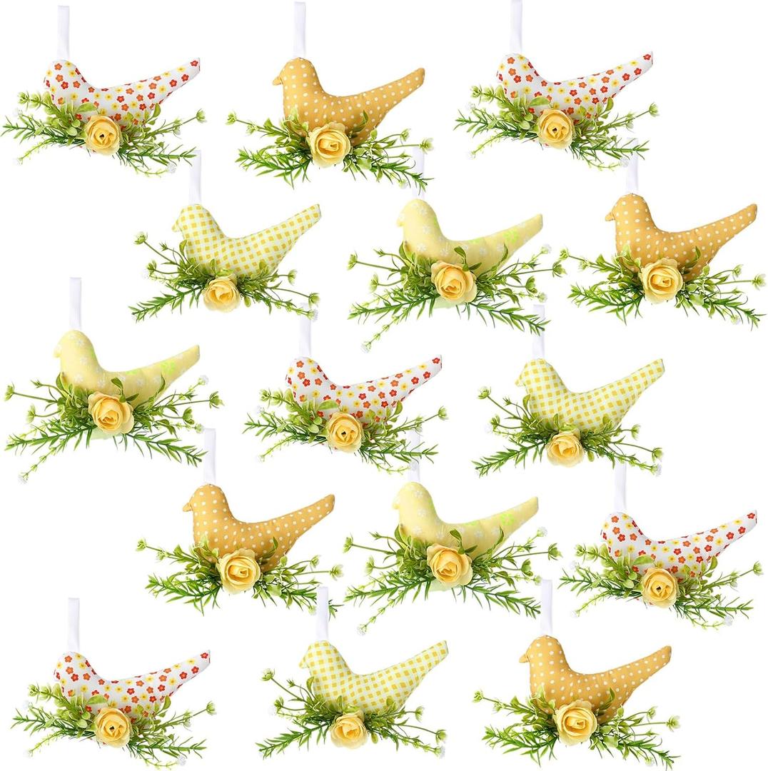 Mindsoft 12 Pcs Christmas in July Tree Ornaments Summer Bird Hanging Decorations Yellow Bird Party Decor Wreaths for Summer Home Supplies Party Gifts