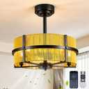 Fandelier Ceiling Fan with Lights, 19 Inch Caged, Gold Fandelier