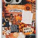 Autumn Collage Pumpkin Witch Halloween Case for iPhone 16 Pro Max, Retro Aesthetic TPU Bumper Cover