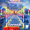 Anordsem Solar Christmas Decorations Outdoor: 21" Candy Cane Lights with Star 12 Pack - Waterproof LED 8 Colorful Lighting Models for Yard Pathway Xmas Decor - 2026 New Year Gifts for Homeowners