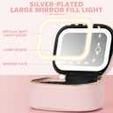 Mini Makeup Bag with Led Mirror, Small Travel Make up Bag 3 Light Modes Adjustable Brightness, for Women Organizer Cosmetic Bag, Portable Travel Train Toiletry Bag, for Pool Parties Work Touch-Ups