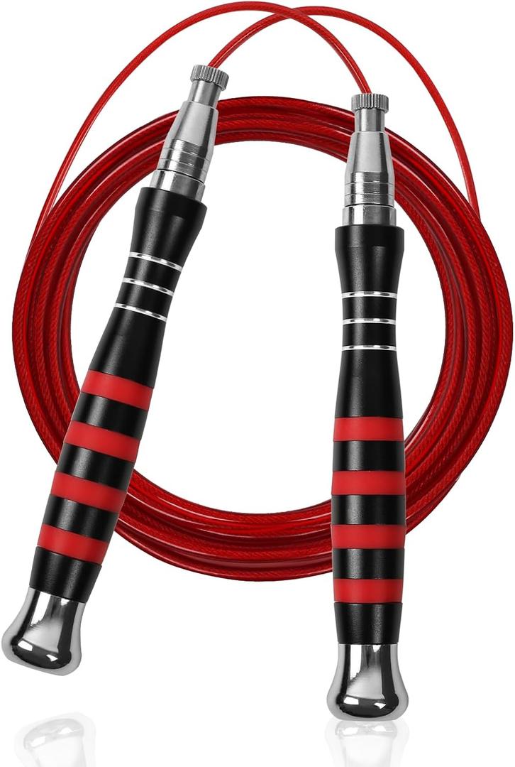 Speed Jump Rope - No-Screw Design, 360 Rotation, Non-Slip Silicone, Weighted, Includes 2 Handles, Portable Fitness Tool for Boxing (Black)
