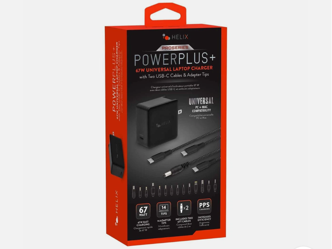 Helix 65W Universal USB-C Laptop Charger Power Adapter (ETHNBC65U) Black Helix 65W Universal USB-C Laptop Charger Power Adapter (ETHNBC65U) Black