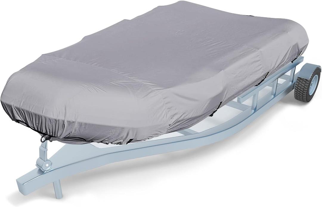 600D Marine Grade Fade and Tear Resistant Dinghy Cover, Heavy Duty Waterproof and Sunproof Inflatable Boat Cover, Gray (9.5'-10.5' Long)
