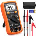 Neoteck Auto Ranging Digital Multimeter AC/DC Voltage Current Ohm Capacitance Frequency Diode Transistor Audible Continuity, Multi Tester with Backlit LCD (Orange)