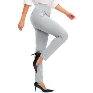 Rammus Womens High Waist Dress Pants with Pockets Business Casual Work Pants for Women Stretchy Skinny Slacks for Office (Gray, XL)