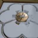 Semi Flush Mount Ceiling Lights, 6-Light 18" Gold Light Fixtures Ceiling Mount with Fabric Shade in Flower Shape, Drum Lighting Fixture for Nursery Bedroom Kitchen, AD-22007-6SF-GD-B, 18", Single Shade