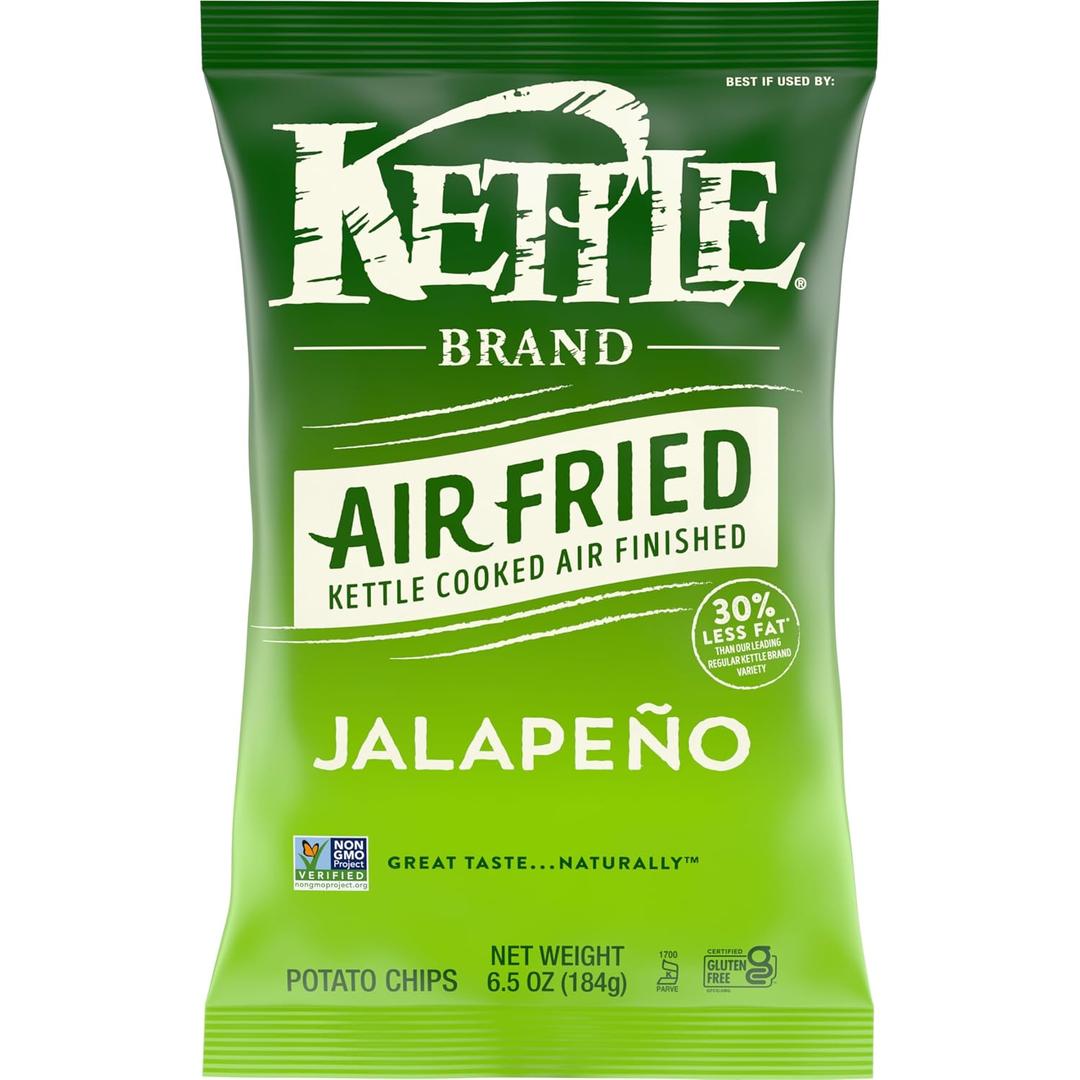 3 x Kettle Brand Potato Chips, Air Fried Jalapeo Kettle Chips, 6.5 Oz Bag (EXP 03/21/26)