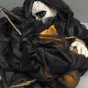 4.9FT Halloween Scary Decorations Outdoor,Hanging Swinging Doll Girl with Sound & Slap Activated/Creepy Sound/Light Up Eyes,Creepy Halloween Hanging Ghosts for Indoor, Outdoor,Haunted House Decor