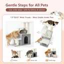 Heybly Pet Stairs for Cats, 29.5 inch High Dog Steps for Small Doggie Rabbits, 9.8''Depth Cat Stairs, Indoor Cat Ladders for High Bed for Pet's Joints, 1 Condo Cave, 6 Sisal Scratcher HSP002SWWH