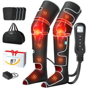 ALLJOY Leg Massager for Circulation and Pain Relief FSA, Gifts for Men Women Dad Mom, Leg Massager with Heat and Compression, 2 Heat 5 Modes 4 Intensities 4 Extenders