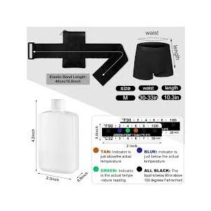 Cuffbow 19 Pcs Urine Test Complete Kit, Include 1 Urine Bottle 15 Temperature Test Strips 1 Storage Pouches 1 Leg Strap and 1 Lining Pocket Boxer Brief for Travel Lab Testing(Medium)