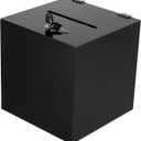 Acrylic Donation Box, 10" X 10" X 10" Ballot Suggestion Box with Lock & 2 Keys, Raffle Voting Box with Slot for School Conference Fundraising (Black)