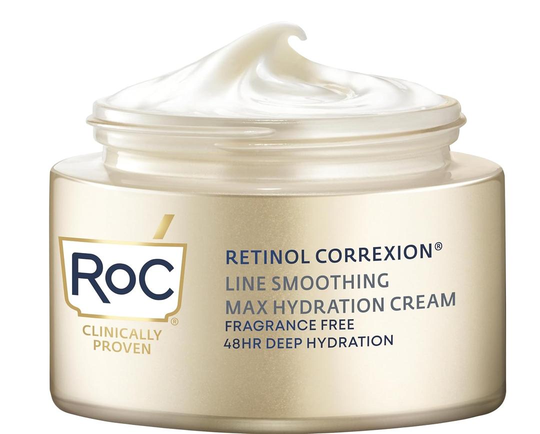 RoC Retinol Correxion Max Hydration Anti-Aging Daily Face Moisturizer with Hyaluronic Acid, Fragrance-Free, Oil Free Skin Care, 1.7 Ounces