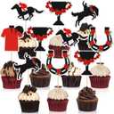 50 Pcs Horse Cake Topper Derby Party Cupcake Toppers Bulk Horse Race Party Supplies Equestrian Cocktail Appetizer Decorations Cupcake Picks for Derby Theme Birthday Supplies