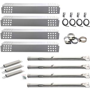 Hisencn Grill Replacement Parts for Charbroil Commercial 4 Burner 463241113, 463449914, 463250811, 463251012, 463241413, Gas Grills, Pipe Burner Tube, Heat Plate Tent Shield and Crossover Tube