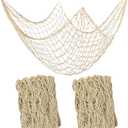 2 PCS Fish Net Decorations, 80 x 40 Inch, Ocean Themed Party Decor Beach, Nautical Wall Hanging Fishing Net for Coastal Bedroom, Bathroom, or Under The Sea Party Decorations