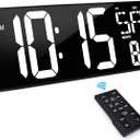 XREXS Large Digital Wall Clock with Remote Control, 17.2 Inch LED Large Display Count Up & Down Timer, Adjustable Brightness Plug-in Alarm Clock with Day/Date/Temperature for Living Room, Office, Gym