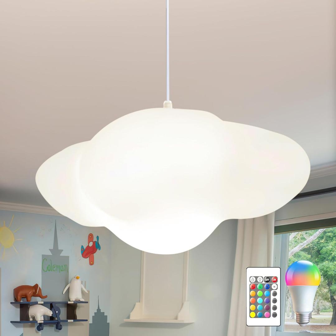 Hanging Cloud Light Kids Room Light Fixture Modern Cloud Chandelier Bedroom Ceiling Light Fixtures for Children Room Living Room RGB LED Light Bulb Included Color Changing with Remote Control