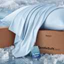 Bedsure Cooling Pillow Cases for Hot Sleepers, Zipper Pillow Cases Standard Size Set of 2, Cool Pillowcases for Night Sweats, Silky Soft & Breathable Cold Pillow Covers, Gift, Blue, 20x26 Inches