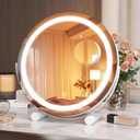 Hasipu Vanity Mirror with Lights, 11" x 11" LED Makeup Mirror, Lighted Makeup Mirror with Lights, Smart Touch Control 3 Colors Dimmable Mirror 360 Rotation White