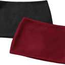 MakeMeChic Women's 2 Pack Mini Skirt with Shorts Zip Up Micro Skort Pencil Skirts (Burgundy, XS)