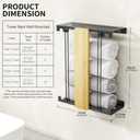 Towel Racks for Bathroom - Wall Mounted Bamboo Shelf for Holding 3 Extra Large Rolled Towels with 2 Hooks - Space Saving Bathroom Organizer for Small Spaces, Apartment, or RV, Black