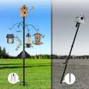 304 Stainless Steel Pole Stabilizer Stand Base: Heavy Duty with 6 Sharp Prongs for 0.7" to 1.1" Outdoor Bird Feeder House Shepherd Hook Flag Yard Poles Rust Wind Resistant, Black, 3 PCs