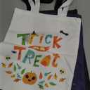 JOYIN 3PCS 15.7" Large Halloween Tote Treat Bag for Trick or Treat, Halloween Goodie Candy Bags, Reusable Black White Canvas Gift for Kid Party Favor Supply, Purple Snack Grocery Tote with Handle