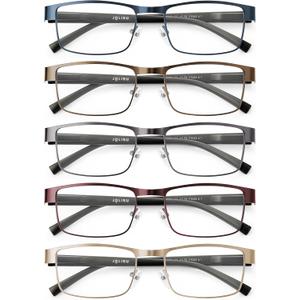 JOLISU 5PCS Reading Glasses Men - Blue Light Blocking Computer Metal Thin Frame Readers For Mens/Women 0.5