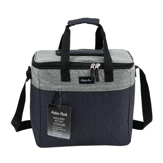Large Cooler Tote Bag w/Zipper Insulated 40 CAN in BLACK