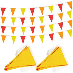 100 Ft Red Orange Yellow Pennant Banner Flag, 60 Pcs String Hanging DIY Bunting Flags for Party, School, Wedding, Carnival, Celebrations, Outdoor and Indoor Decorations (Red Orange Yellow)