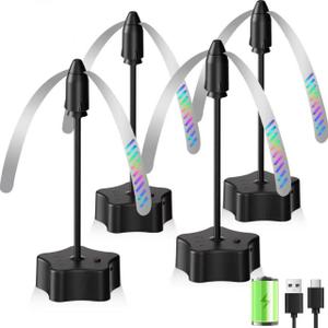 Fly Fans for Outdoor Table with Reflective Blades (4 Packs) | Rechargeabled Battery Powered, for Patio, Picnic, BBQ, Camping & Indoor Use