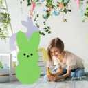 Easter Bunny Yard Sign Decoration with Stakes, Large Welcome Bunny Decoration Outdoor for Spring Happy Easter Garden Lawn Supplies (Green)
