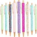 9 Pcs Fancy Pens for Women Glitter Colorful Ballpoint Pens Metal Retractable Pens Black Ink Medium Point 1.0 mm Pretty Cute Sequins Journaling Pen for Women Girls (Fresh Style)